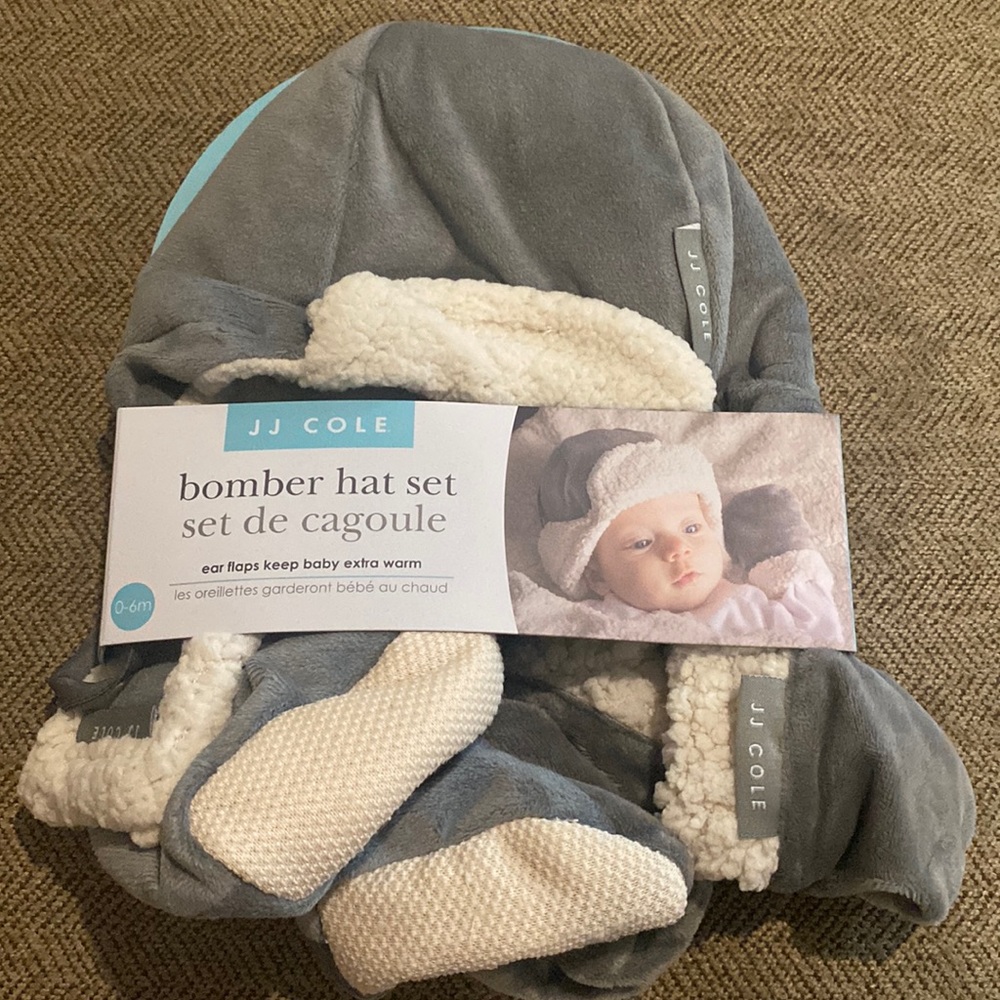 JJ Cole bomber hat set 0-6 months NEW